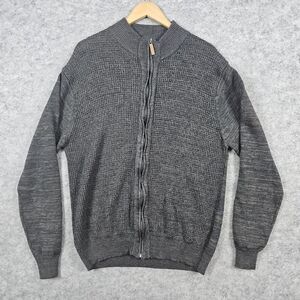 London Fog Men's Full Zip Cardigan Sweater Size XL Gray‎ Knit Long Sleeve DAMAGE
